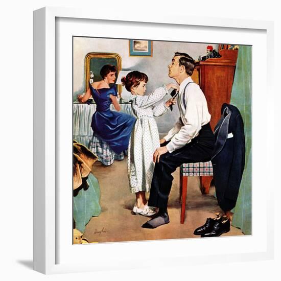 "Fixing Father's Tie", December 31, 1955-George Hughes-Framed Giclee Print