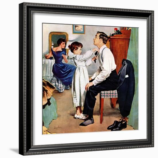 "Fixing Father's Tie", December 31, 1955-George Hughes-Framed Giclee Print