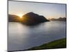 Fjord Fuglafjordur and Leirviksfjordur at sunset, island Kalsoy, Denmark-Martin Zwick-Mounted Photographic Print