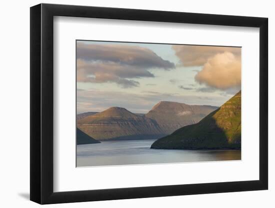 Fjord Fuglafjordur and Leirviksfjordur at sunset, island Kalsoy, Denmark-Martin Zwick-Framed Photographic Print