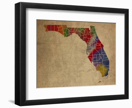 FL Colorful Counties-Red Atlas Designs-Framed Giclee Print