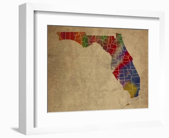 FL Colorful Counties-Red Atlas Designs-Framed Giclee Print