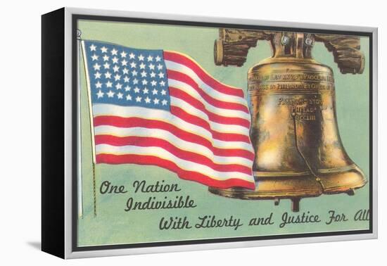 Flag and Liberty Bell-null-Framed Stretched Canvas