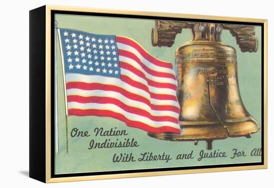 Flag and Liberty Bell-null-Framed Stretched Canvas