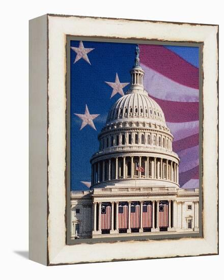 Flag Behind U.S. Capitol-Joseph Sohm-Framed Premier Image Canvas