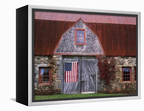 Flag Hanging on Barn Door-Owaki - Kulla-Framed Premier Image Canvas