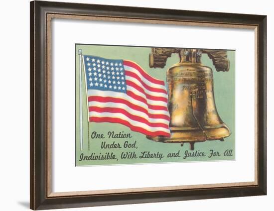 Flag, Liberty Bell and Pledge-null-Framed Art Print