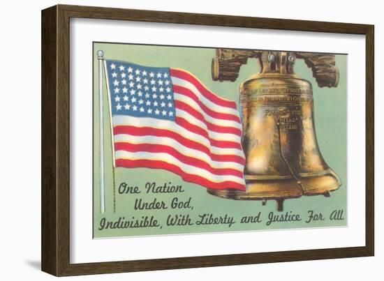 Flag, Liberty Bell and Pledge-null-Framed Art Print