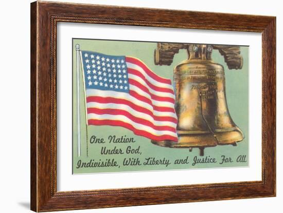 Flag, Liberty Bell and Pledge-null-Framed Art Print