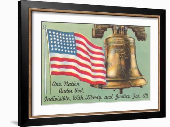 Flag, Liberty Bell and Pledge-null-Framed Art Print
