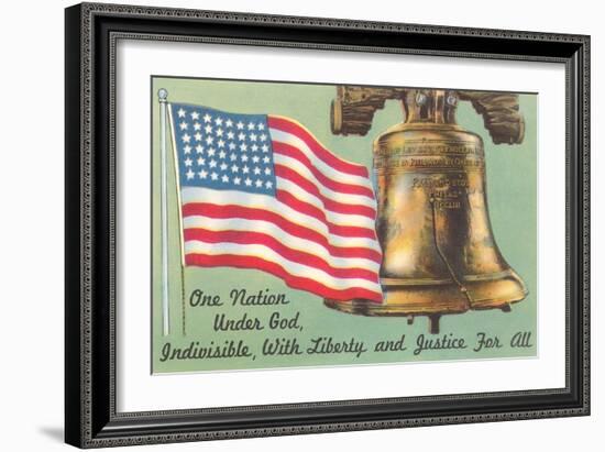 Flag, Liberty Bell and Pledge-null-Framed Art Print