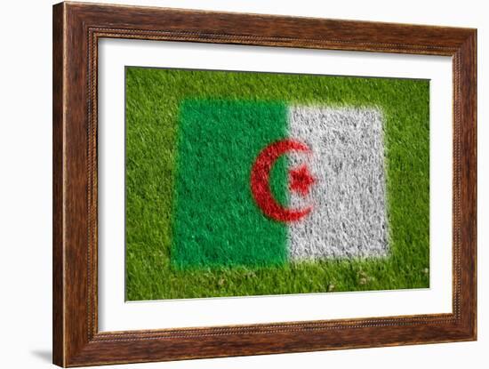 Flag of Algeria on Grass-raphtong-Framed Art Print