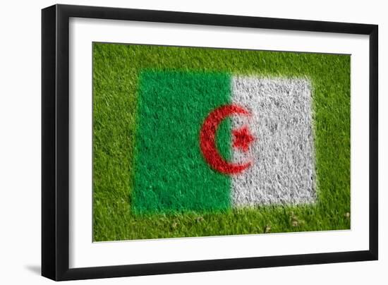 Flag of Algeria on Grass-raphtong-Framed Art Print