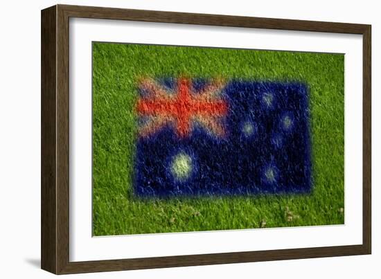 Flag of Australia on Grass-raphtong-Framed Art Print