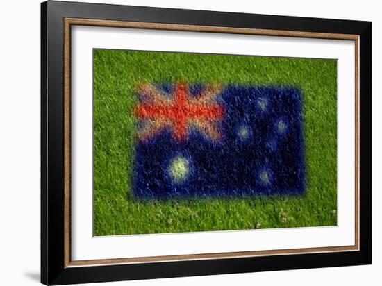 Flag of Australia on Grass-raphtong-Framed Art Print