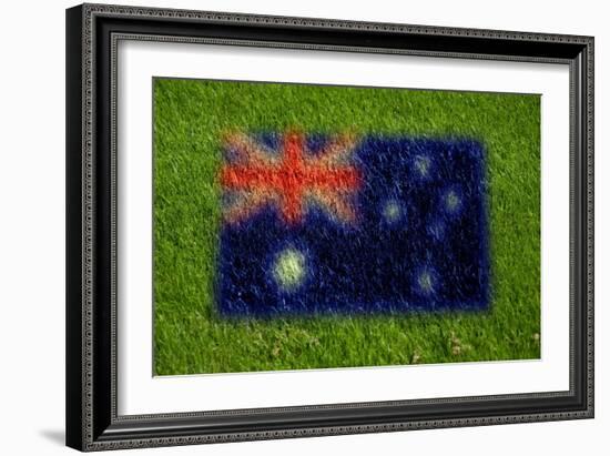 Flag of Australia on Grass-raphtong-Framed Art Print