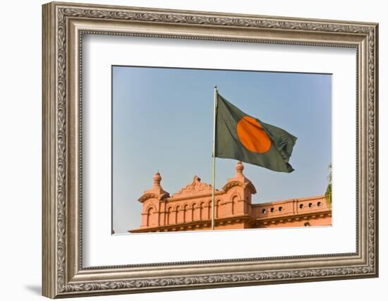 Flag of Bangladesh before Ahsan Manzil Palace in Dhaka, Bangladesh, Asia-Michael Runkel-Framed Photographic Print