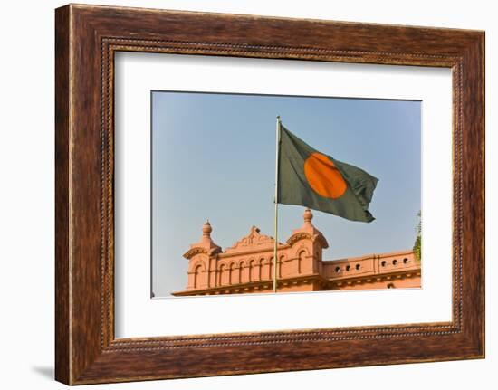 Flag of Bangladesh before Ahsan Manzil Palace in Dhaka, Bangladesh, Asia-Michael Runkel-Framed Photographic Print