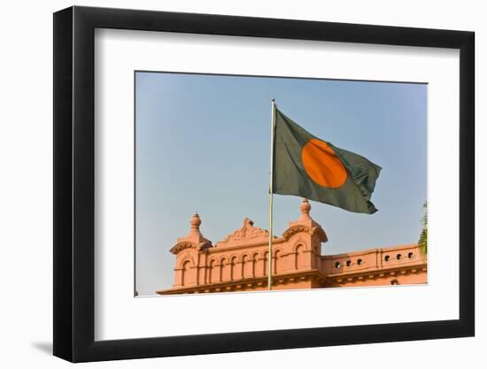 Flag of Bangladesh before Ahsan Manzil Palace in Dhaka, Bangladesh, Asia-Michael Runkel-Framed Photographic Print