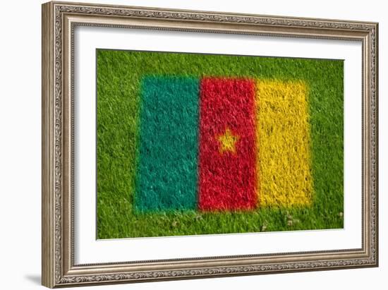 Flag of Cameroon on Grass-raphtong-Framed Art Print