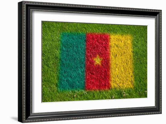 Flag of Cameroon on Grass-raphtong-Framed Art Print