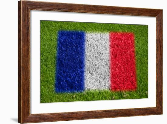 Flag of France on Grass-raphtong-Framed Art Print
