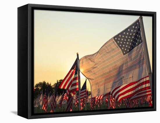Flag of Honor and American Flags in Honor of the Ten Year Anniversary of 9/11, Salem, Oregon, Usa-Rick A. Brown-Framed Premier Image Canvas