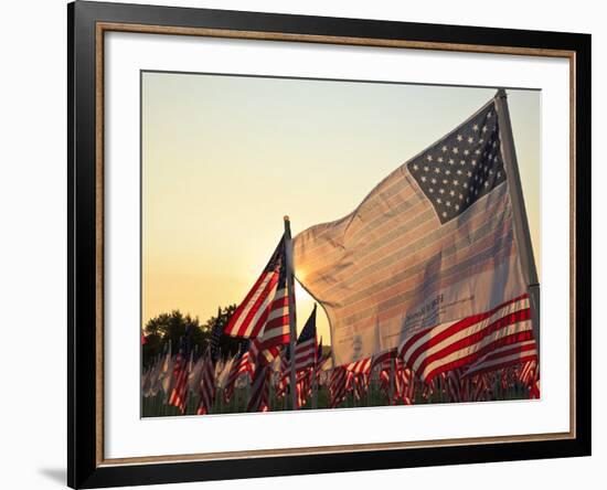 Flag of Honor and American Flags in Honor of the Ten Year Anniversary of 9/11, Salem, Oregon, Usa-Rick A. Brown-Framed Photographic Print