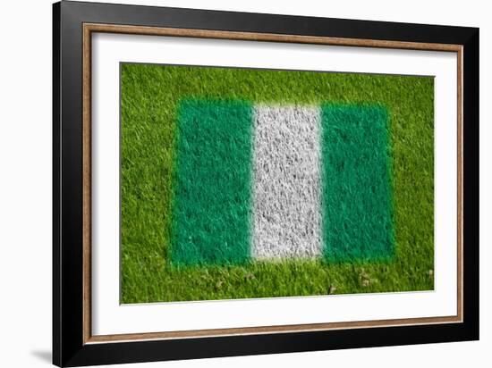 Flag of Nigeria on Grass-raphtong-Framed Art Print