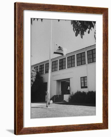 Flag of Republic of California Flying at Half Mast Following Plane Crash-Ralph Crane-Framed Photographic Print