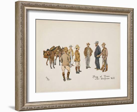 Flag of Truce after Surprise Hill, from 'The Leaguer of Ladysmith', 1900 (Colour Litho)-Captain Clive Dixon-Framed Giclee Print