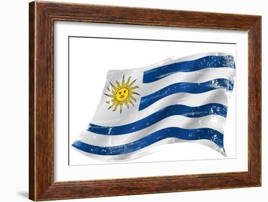 Flag of Uruguay in the Wind with a Texture-TINTIN75-Framed Art Print