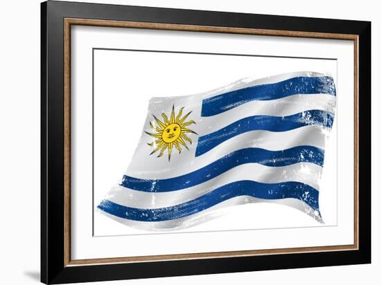Flag of Uruguay in the Wind with a Texture-TINTIN75-Framed Art Print