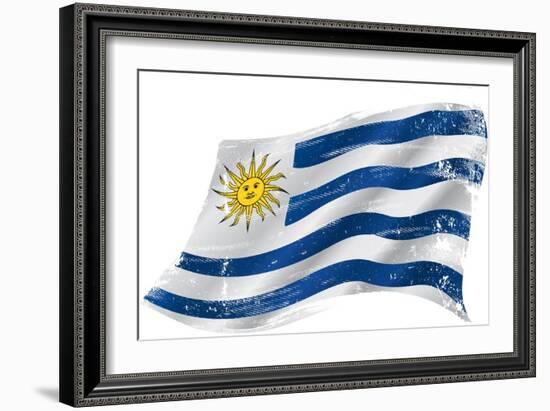 Flag of Uruguay in the Wind with a Texture-TINTIN75-Framed Art Print