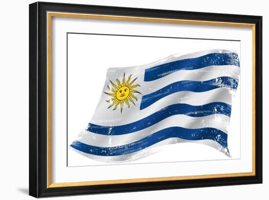 Flag of Uruguay in the Wind with a Texture-TINTIN75-Framed Art Print