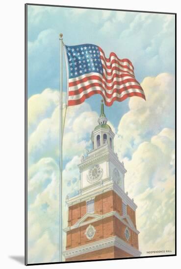 Flag over Indepence Hall, Philadelphia, Pennsylvania-null-Mounted Art Print