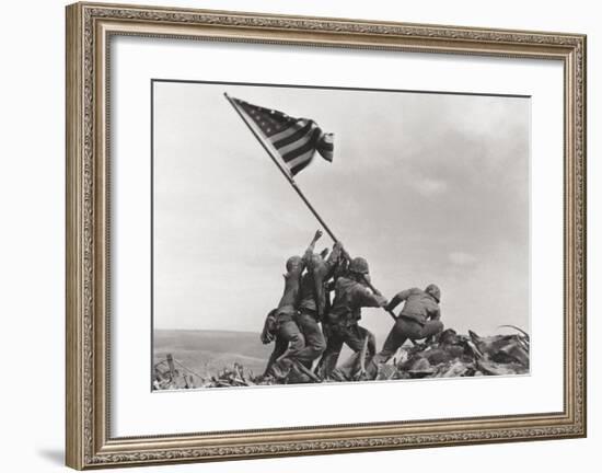 Flag Raising on Iwo Jima, c.1945-Joe Rosenthal-Framed Art Print