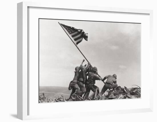 Flag Raising on Iwo Jima, c.1945-Joe Rosenthal-Framed Art Print