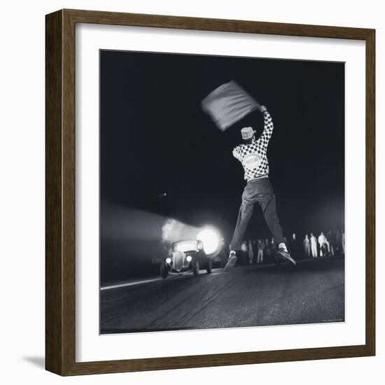 Flag Waver Beginning Drag Race-Hank Walker-Framed Photographic Print