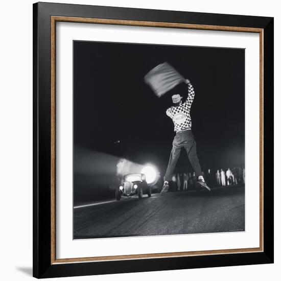 Flag Waver Beginning Drag Race-Hank Walker-Framed Photographic Print