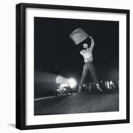 Flag Waver Beginning Drag Race-Hank Walker-Framed Photographic Print