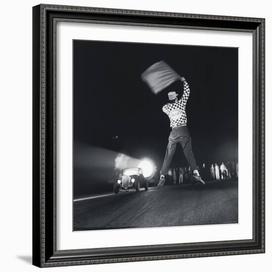 Flag Waver Beginning Drag Race-Hank Walker-Framed Photographic Print