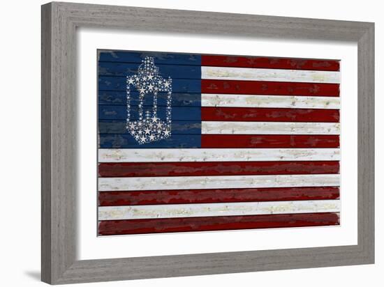 Flag with Paul Revere's Lantern-Lantern Press-Framed Art Print