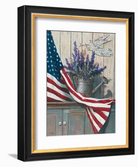 Flag with Purple Flowers-unknown Chiu-Framed Art Print