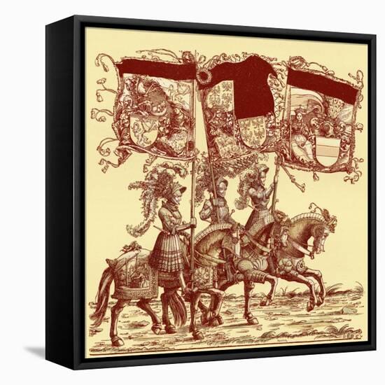 Flagbearers on horseback-Hans Burgkmair-Framed Premier Image Canvas