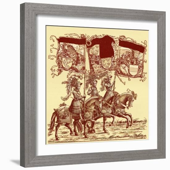 Flagbearers on horseback-Hans Burgkmair-Framed Giclee Print