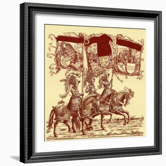 Flagbearers on horseback-Hans Burgkmair-Framed Giclee Print