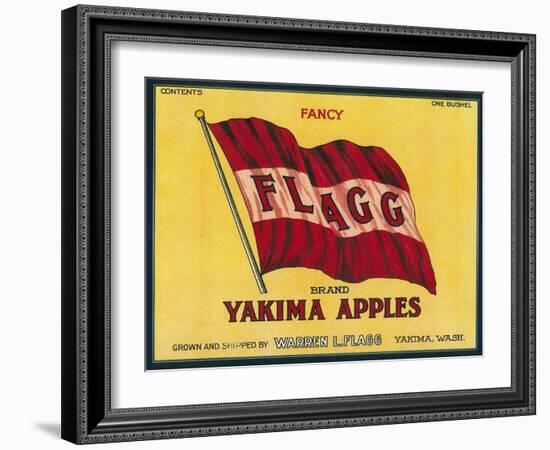 Flagg Apple Label - Yakima, WA-Lantern Press-Framed Art Print