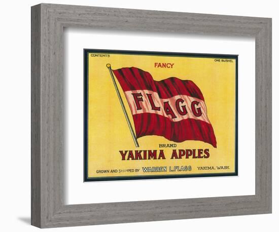 Flagg Apple Label - Yakima, WA-Lantern Press-Framed Art Print