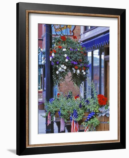 Flags and Flowers, Philipsburg, Montana, USA-Chuck Haney-Framed Photographic Print